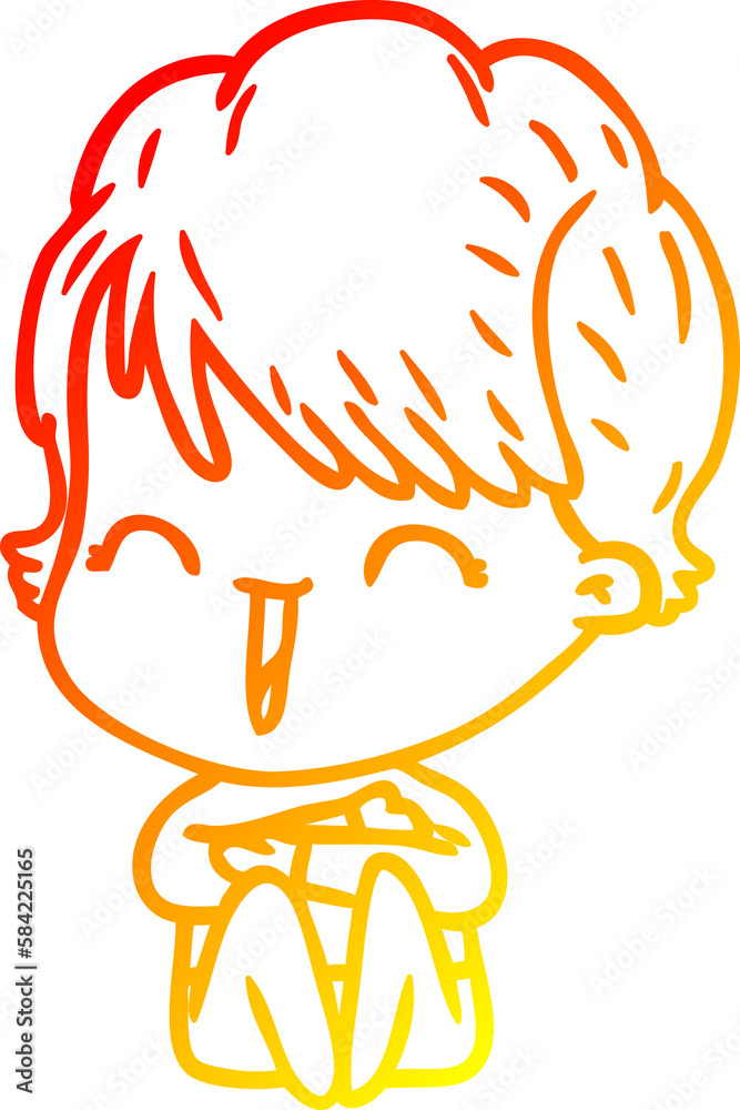 warm gradient line drawing cartoon laughing woman warm gradient line drawing cartoon laughing woman