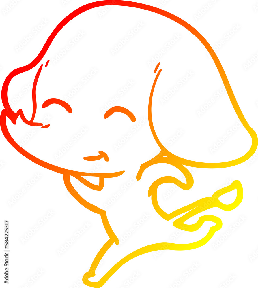 warm gradient line drawing cute cartoon elephant running warm gradient line drawing cute cartoon elephant running