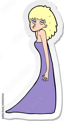 sticker of a cartoon woman pulling photo face