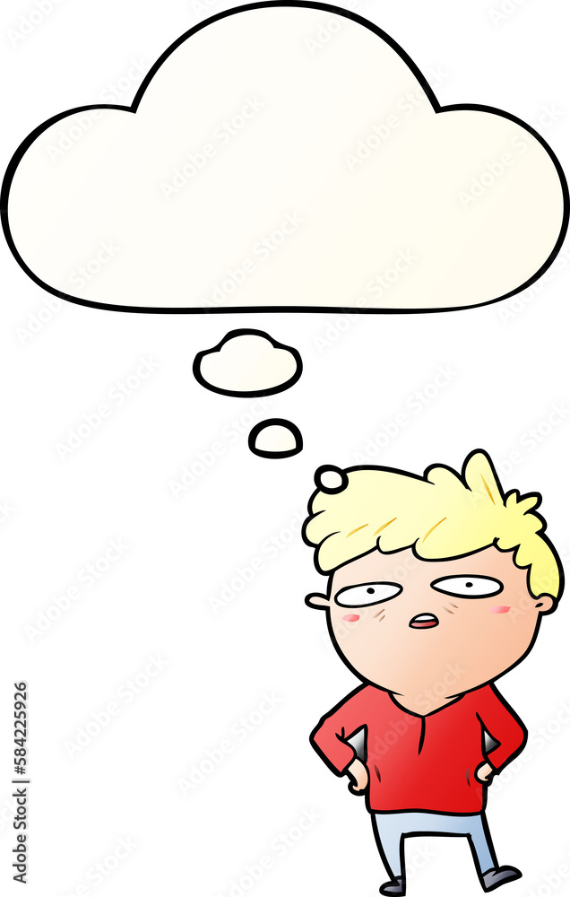 cartoon impatient man and thought bubble in smooth gradient style cartoon impatient man and thought bubble in smooth gradient style