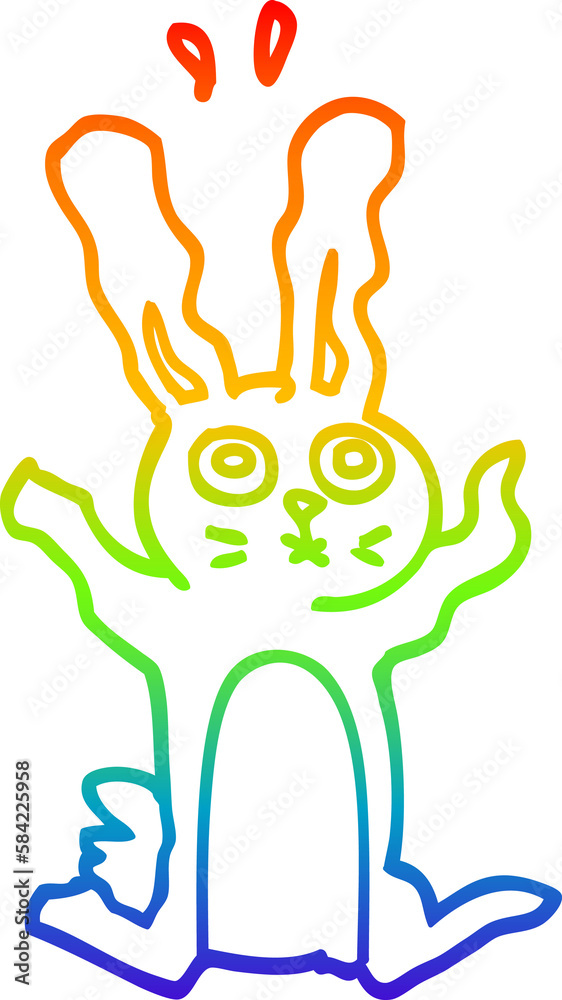 rainbow gradient line drawing cartoon excited rabbit rainbow gradient line drawing cartoon excited rabbit