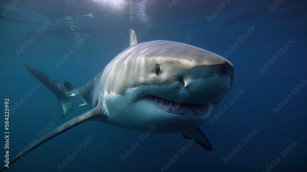 Naklejka premium Great White Shark, Generative AI, Illustration