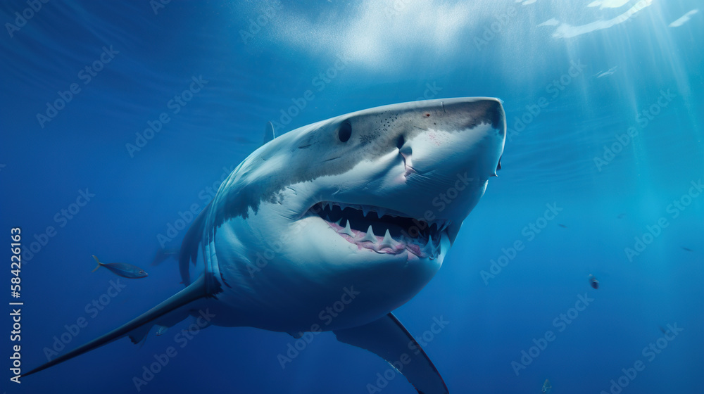 Fototapeta premium Great White Shark, Generative AI, Illustration