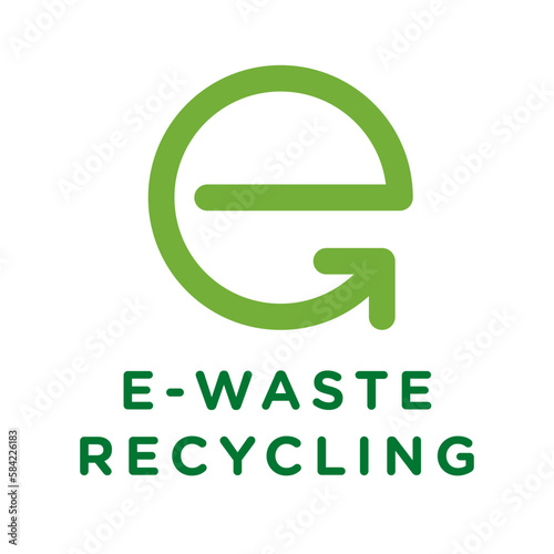 E-waste, electronics recycling vector icon badge