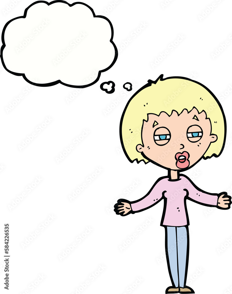 cartoon suspicious woman with thought bubble cartoon suspicious woman with thought bubble