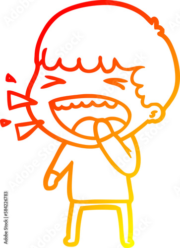 warm gradient line drawing cartoon laughing man