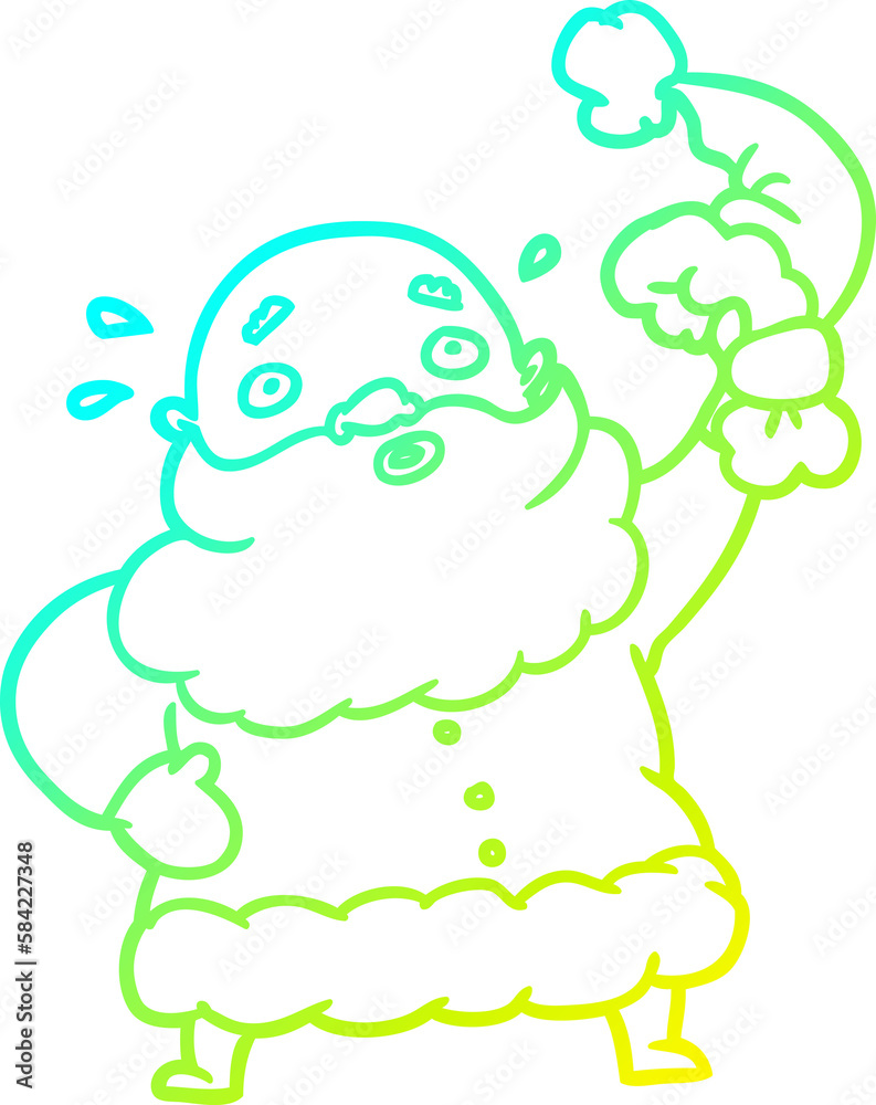 cold gradient line drawing santa claus waving his hat cold gradient line drawing santa claus waving his hat