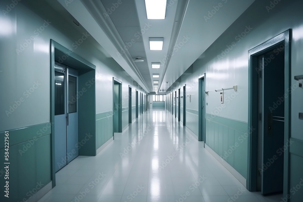 Blurred Hospital Corridor with Defocused Clinic Background - Indoor Shot with Nobody