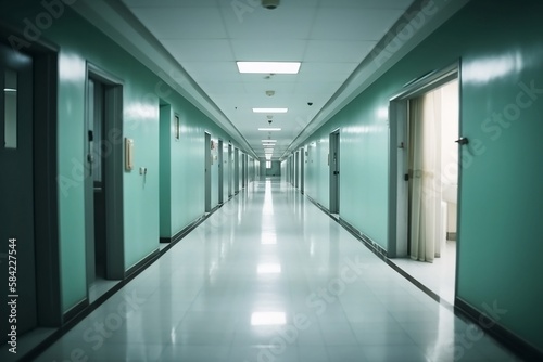 Blurred Hospital Corridor with Defocused Clinic Background - Indoor Shot with Nobody © Thares2020