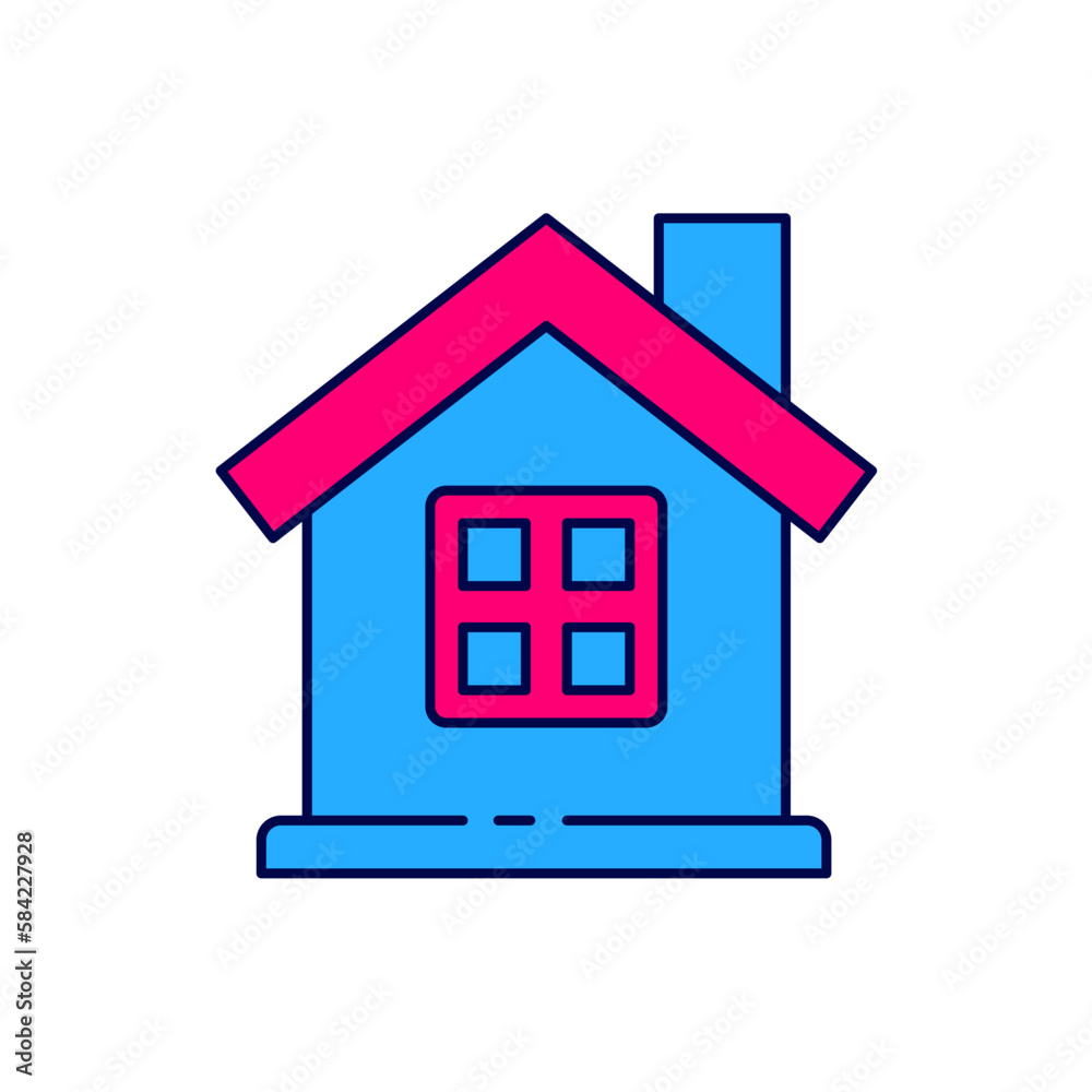 Filled outline House icon isolated on white background. Home symbol. Vector Filled outline House icon isolated on white background. Home symbol. Vector
