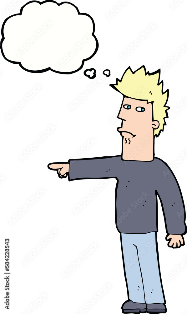 cartoon man pointing with thought bubble cartoon man pointing with thought bubble
