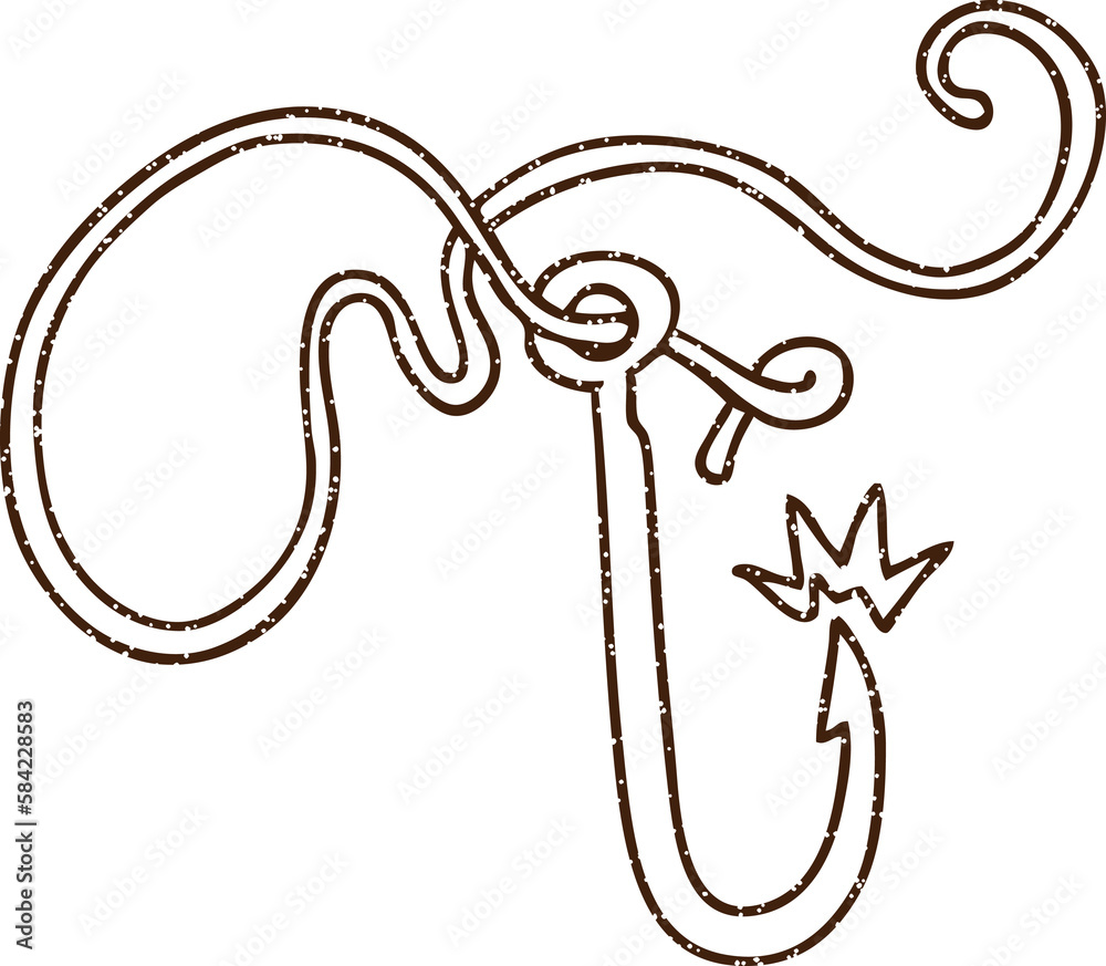 Fish Hook Charcoal Drawing