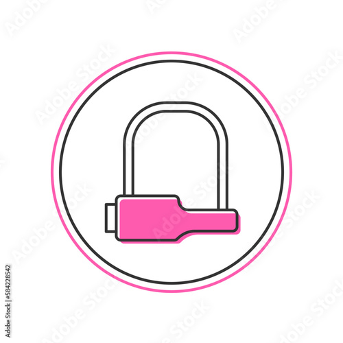 Filled outline Bicycle lock U shaped industrial icon isolated on white background. Vector