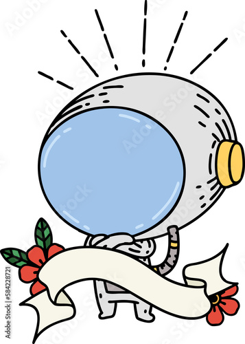 banner with tattoo style astronaut