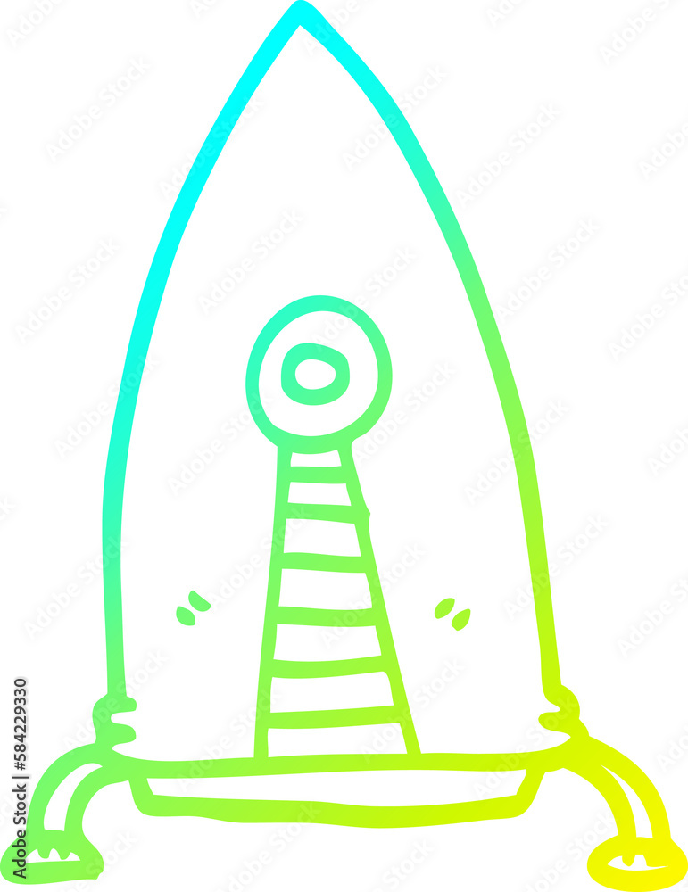 cold gradient line drawing cartoon space rocket cold gradient line drawing cartoon space rocket