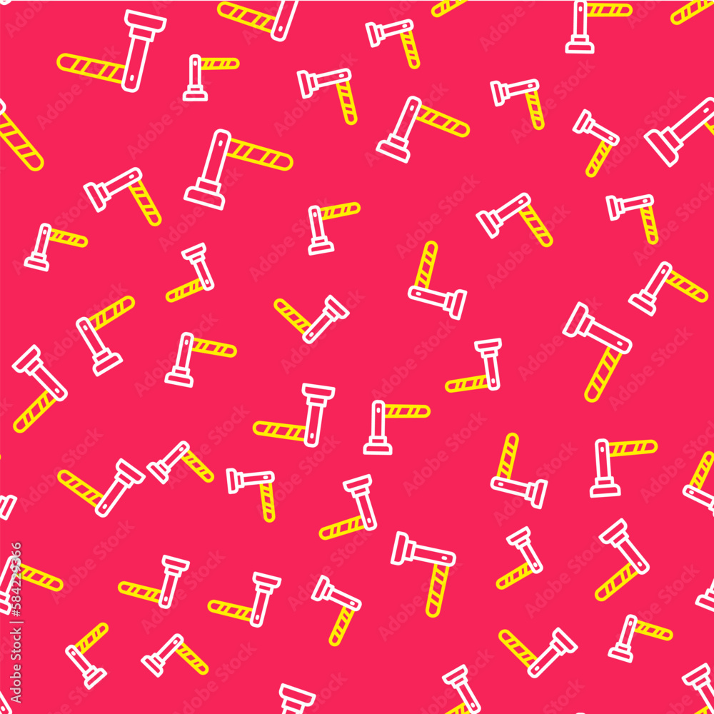 Line Railway barrier icon isolated seamless pattern on red background. Vector Line Railway barrier icon isolated seamless pattern on red background. Vector