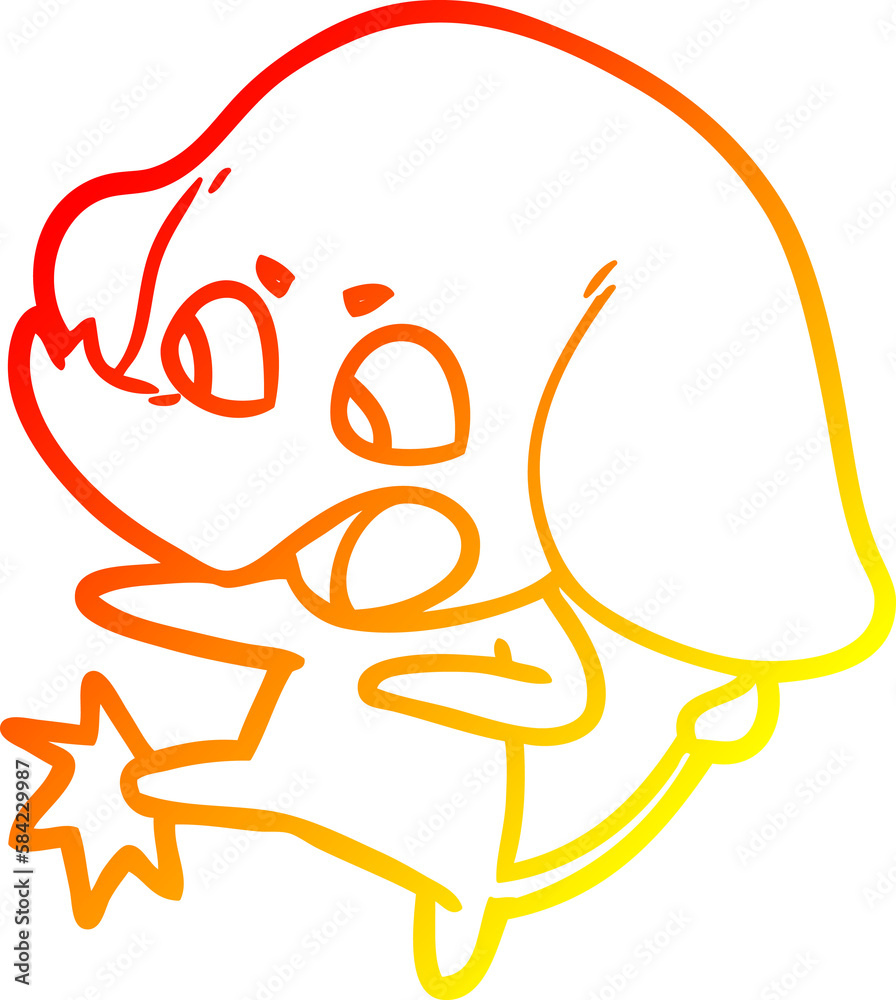 Fototapeta premium warm gradient line drawing cute cartoon elephant
