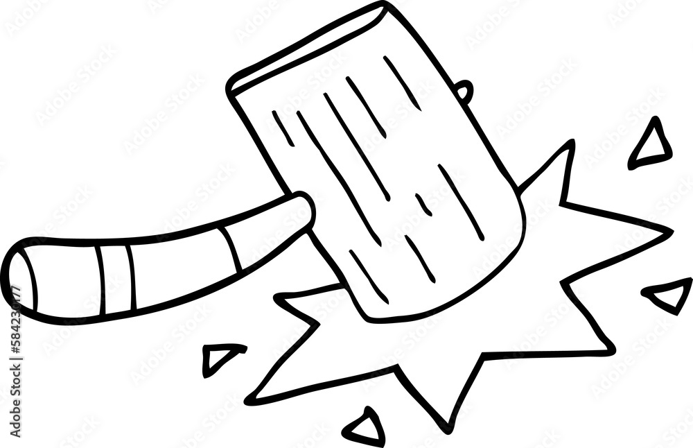 line drawing cartoon wooden mallet line drawing cartoon wooden mallet
