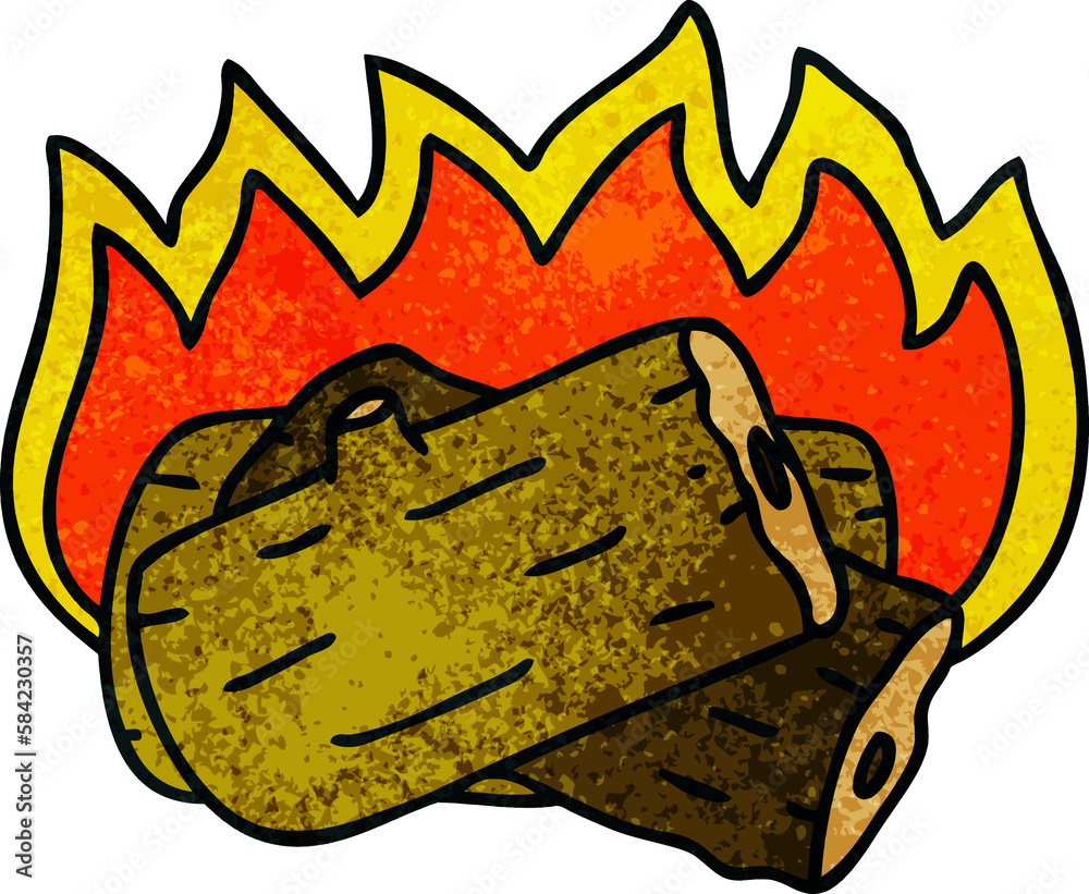 quirky hand drawn cartoon burning log quirky hand drawn cartoon burning log