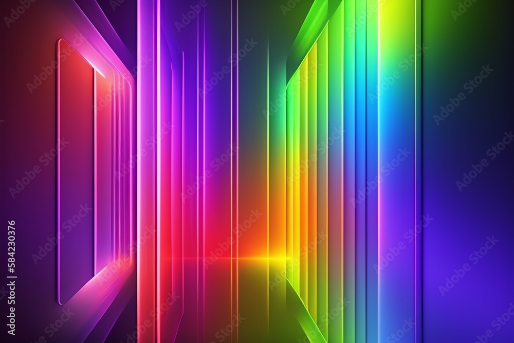 Vibrant and Colorful Glass Squares with Iridescent Neon Holographic Gradient - Abstract 3D Background Wallpaper Perfect for Design Visual Elements, Banners, Headers, Posters, and Covers