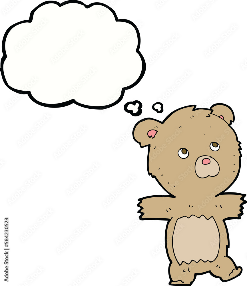 cartoon cute teddy bear with thought bubble