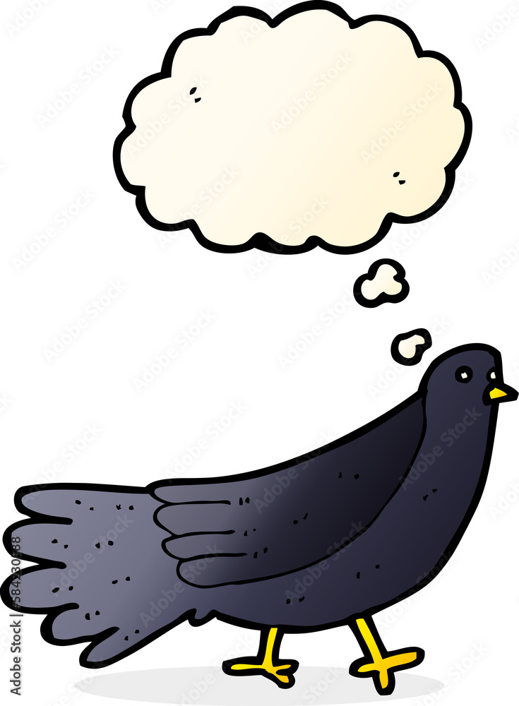 cartoon bird with thought bubble cartoon bird with thought bubble