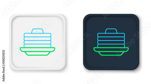 Line Stack of pancakes with honey icon isolated on white background. Breakfast concept. Colorful outline concept. Vector