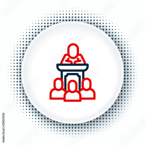 Line Auction auctioneer sells icon isolated on white background. Auction business, bid and sale. Colorful outline concept. Vector