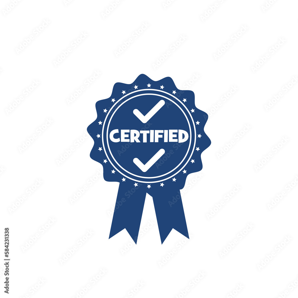 Certified badge stamp illustration on isolated transparent background