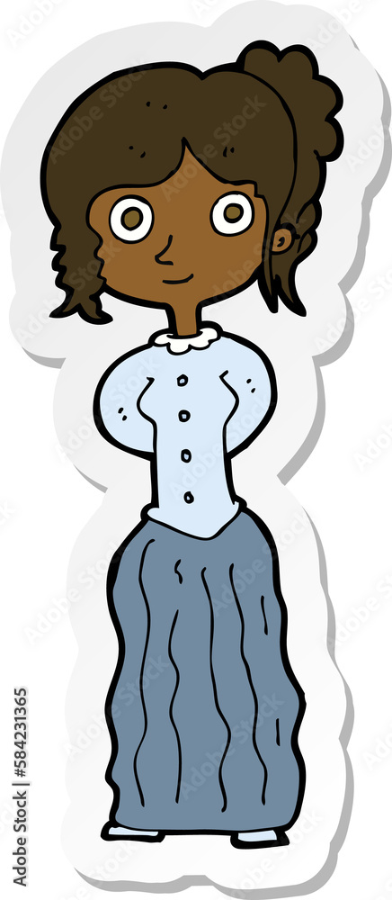 sticker of a cartoon happy woman sticker of a cartoon happy woman