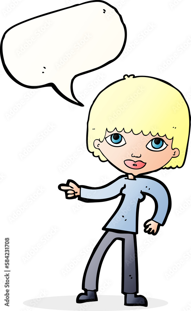 cartoon woman pointing with speech bubble cartoon woman pointing with speech bubble