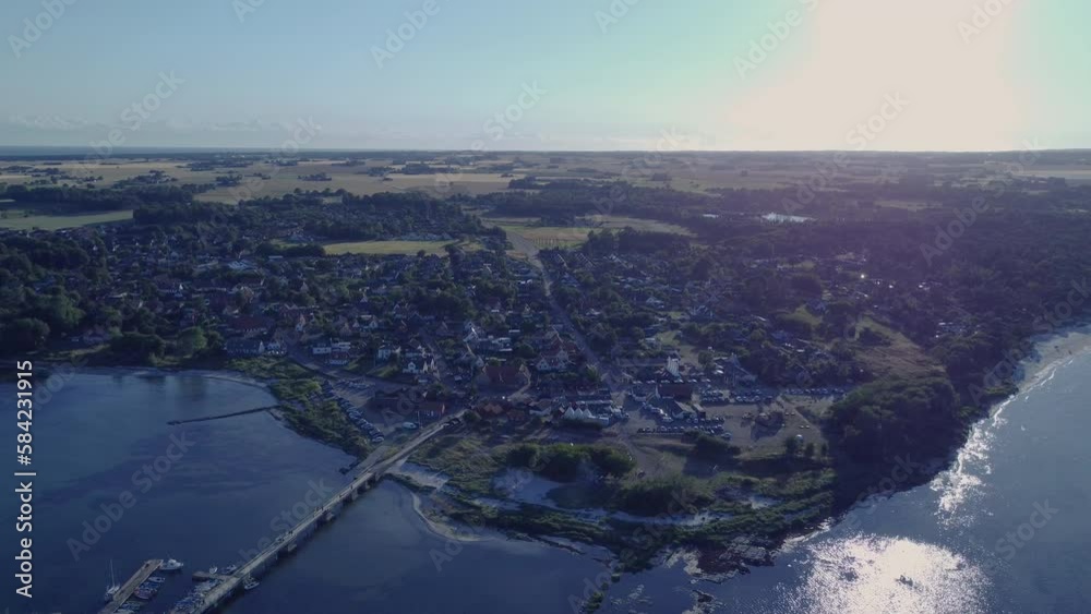 Drone View Above The Harbour At Bornholm Denmark On A Sunny Day Drone View Above The Harbour At Bornholm Denmark On A Sunny Day