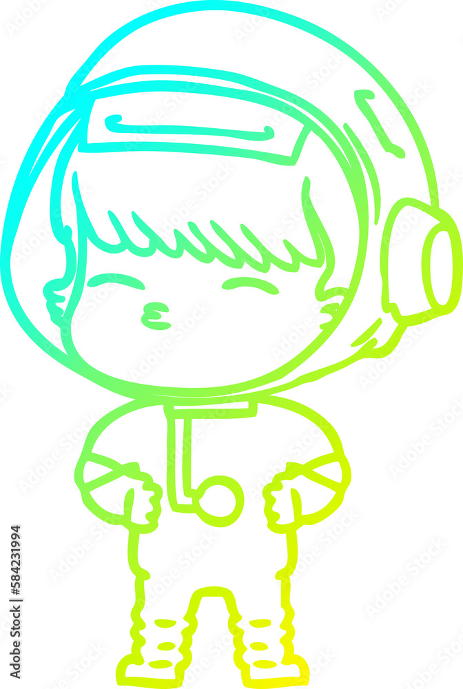 cold gradient line drawing cartoon curious astronaut cold gradient line drawing cartoon curious astronaut