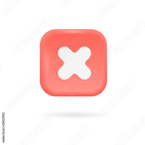 Wrong checkmark box, disapprove or wrong choice concept. For website, internet marketing, presentation, logo design template element. 3d vector illustration