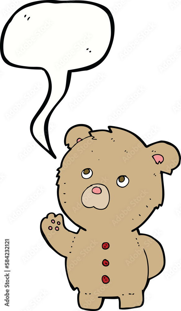 cartoon waving teddy bear with speech bubble cartoon waving teddy bear with speech bubble