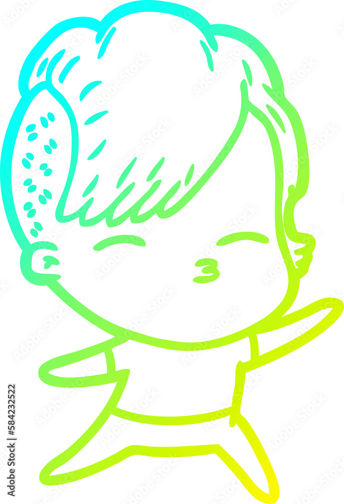 cold gradient line drawing cartoon squinting girl cold gradient line drawing cartoon squinting girl