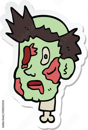 sticker of a cartoon zombie head