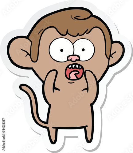 sticker of a cartoon shocked monkey