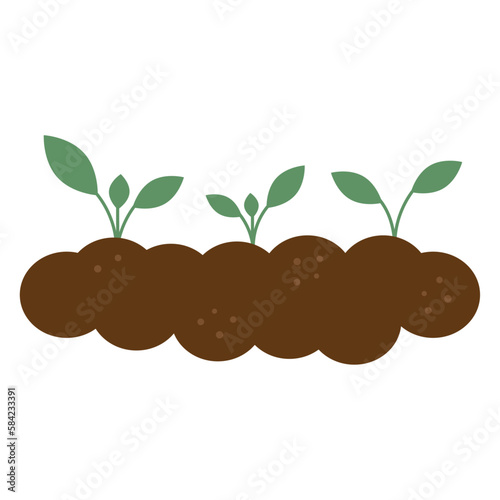 Plants in the ground. Flat vector illustration of a garden