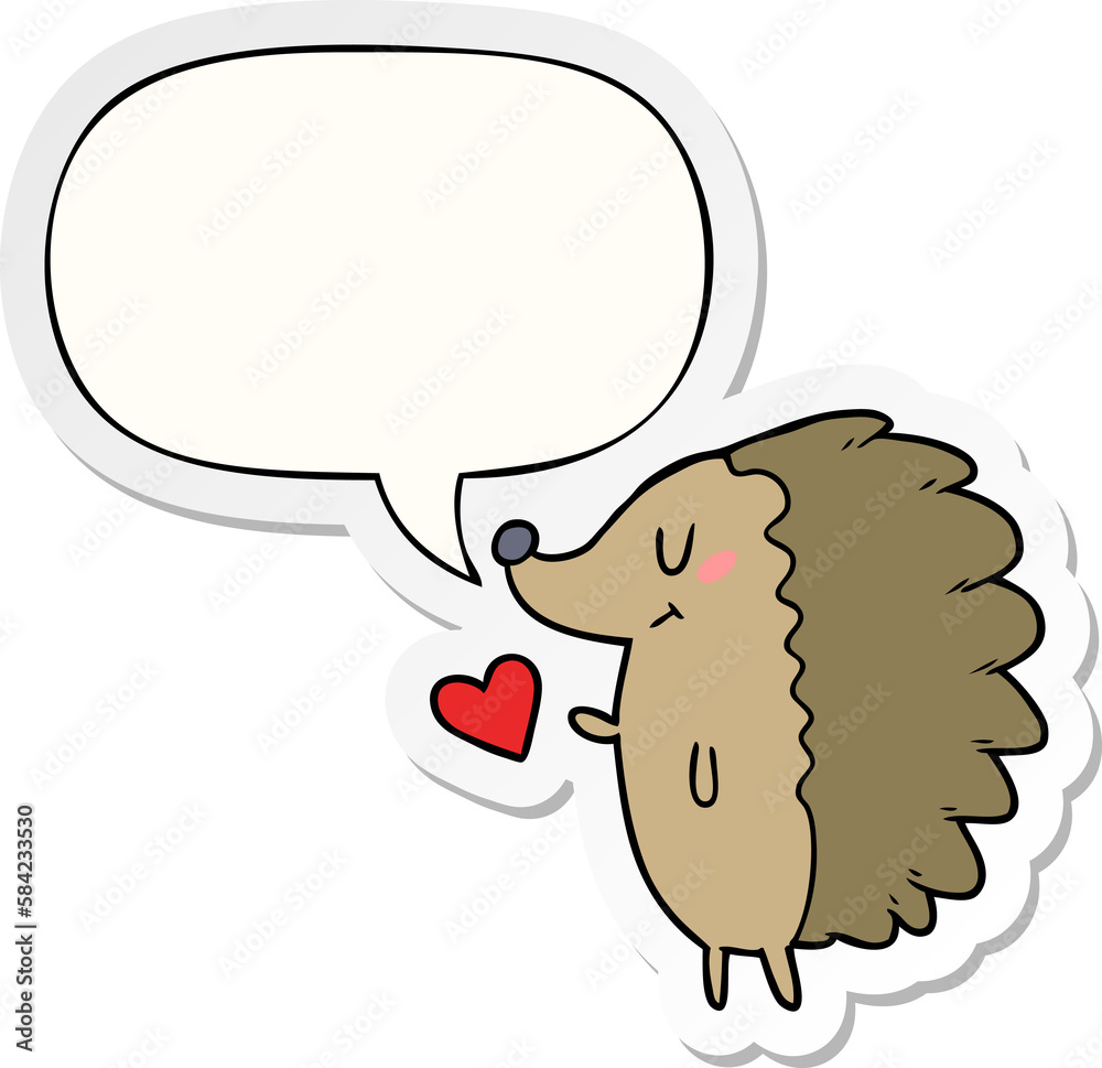 cute cartoon hedgehog and speech bubble sticker cute cartoon hedgehog and speech bubble sticker