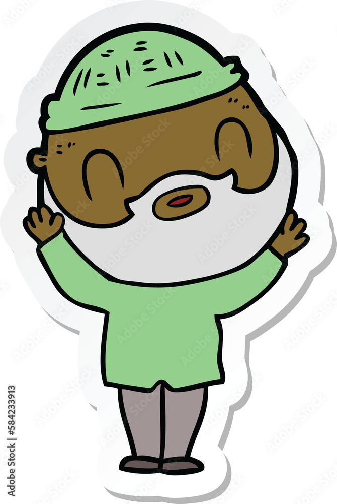 sticker of a cartoon bearded man