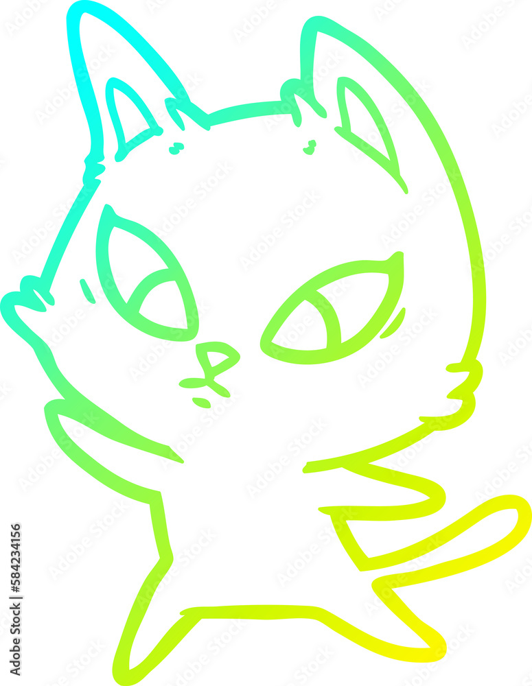 cold gradient line drawing confused cartoon cat cold gradient line drawing confused cartoon cat