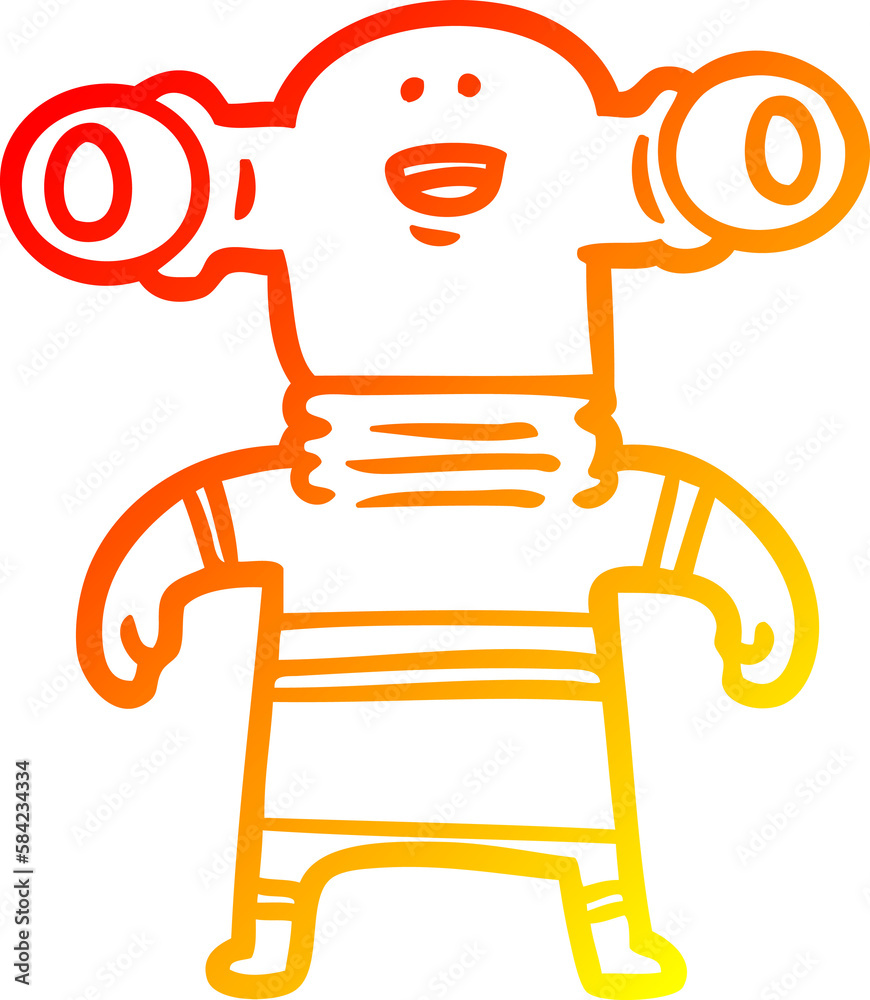 warm gradient line drawing friendly cartoon alien warm gradient line drawing friendly cartoon alien