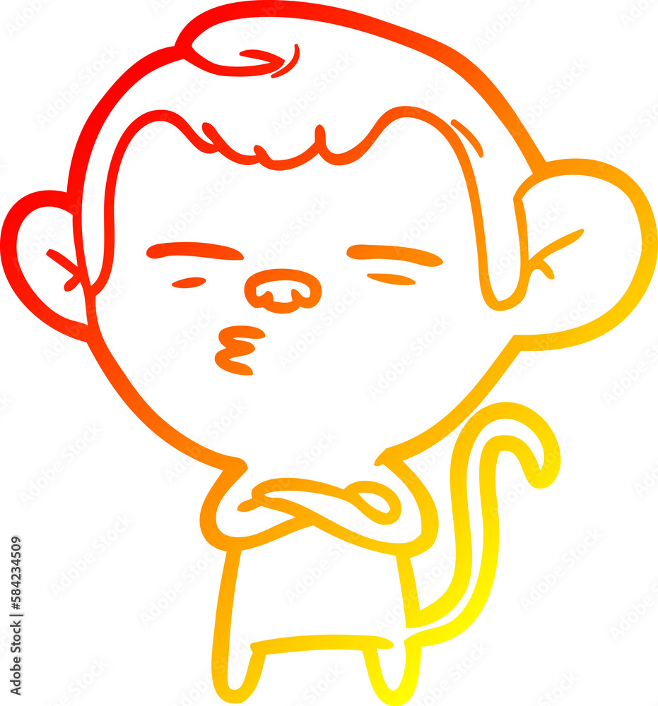 warm gradient line drawing cartoon suspicious monkey warm gradient line drawing cartoon suspicious monkey