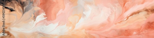 Peach And White Abstract Painting Background Texture Panoramic Banner. Generative AI