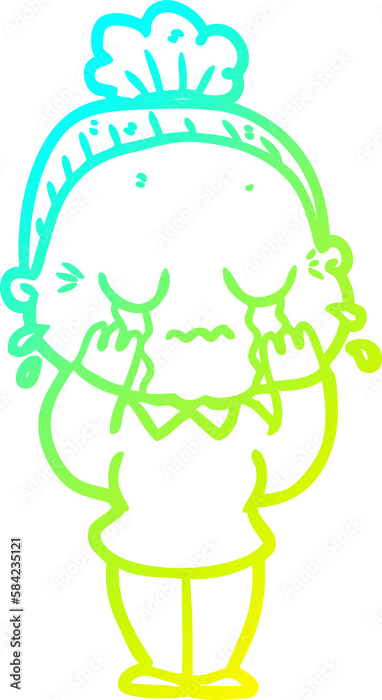cold gradient line drawing cartoon crying old lady cold gradient line drawing cartoon crying old lady