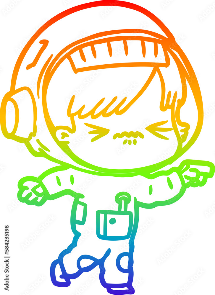 rainbow gradient line drawing cartoon astronaut woman rainbow gradient line drawing cartoon astronaut woman