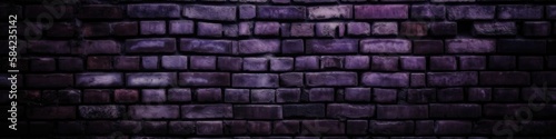 Purple Brick Wall Background Panoramic Banner. Generative AI