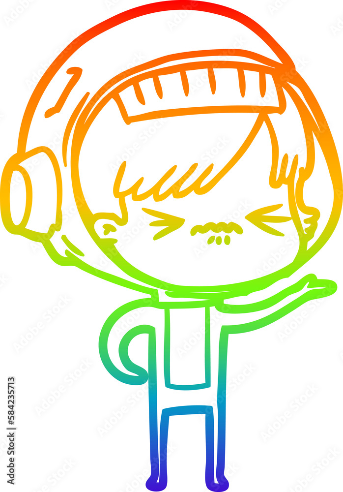 rainbow gradient line drawing cartoon astronaut woman rainbow gradient line drawing cartoon astronaut woman