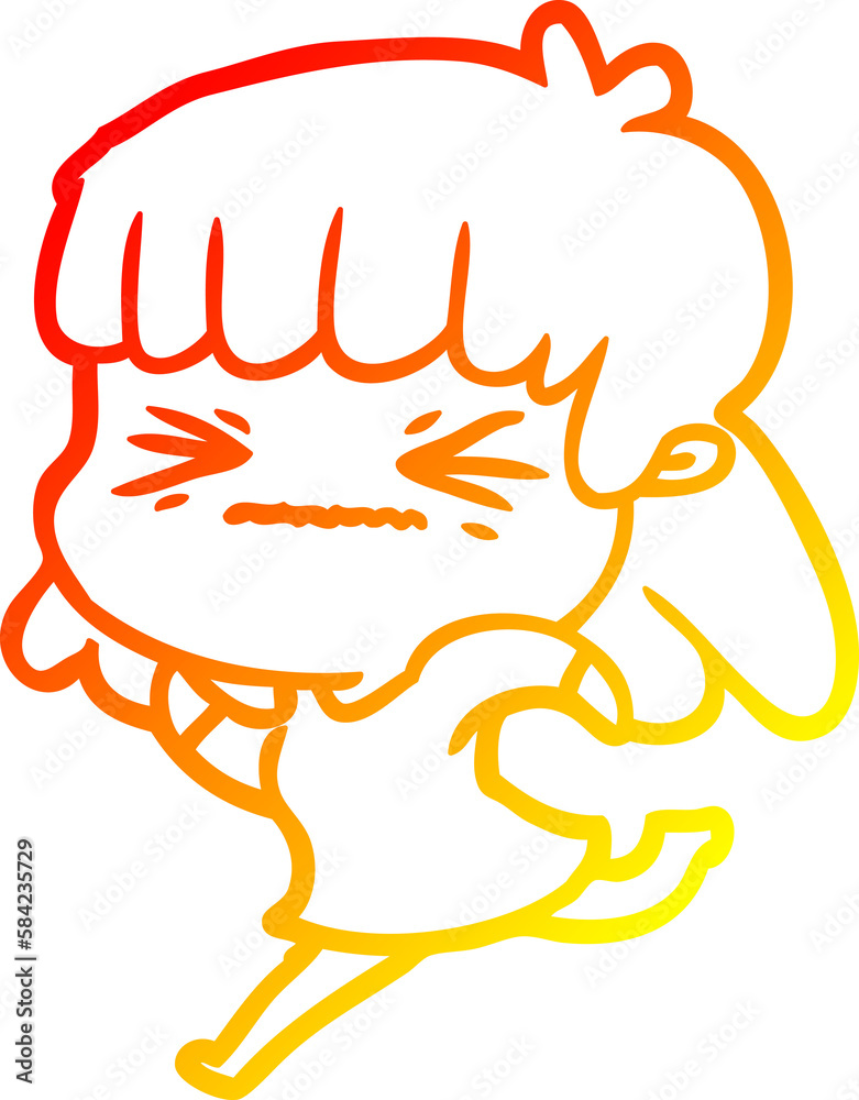 warm gradient line drawing cartoon angry girl warm gradient line drawing cartoon angry girl